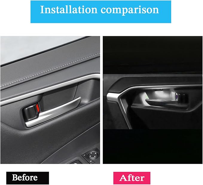 Door Bowl Light Fit for Toyota RAV4 2022 2023 2024 Inner Door Handle Accessories Bowl Shape LED Light Ambient Light Interior 4 pcs (White)