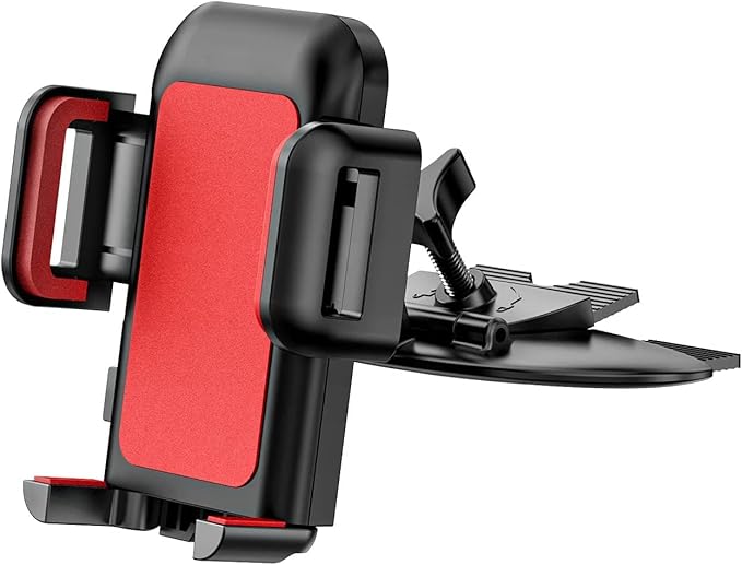 Cell Phone Holder for Car, CD Slot Mount, One-Handed Operation, Compatible with iPhone14 13 12 Mini 11 Pro XR XS MAX Galaxy S20 S20+ S10 Red
