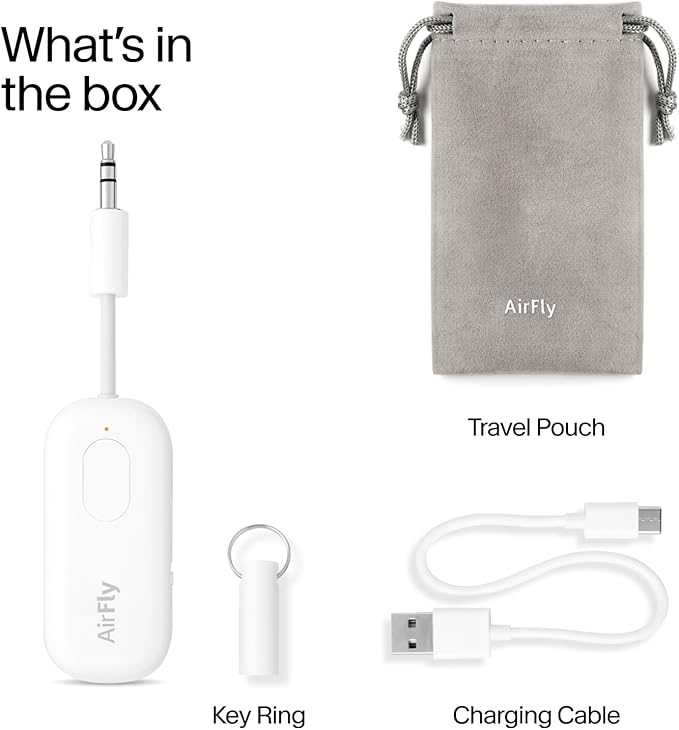 Twelve South AirFly Pro | Bluetooth Wireless Transmitter/Receiver Adapter for 2 Headphones, Audio Sharing, Compatible with 3.5mm aux Jack for Airplanes, TV, Gym, Stereo, and Travel, 25+ Hr Battery