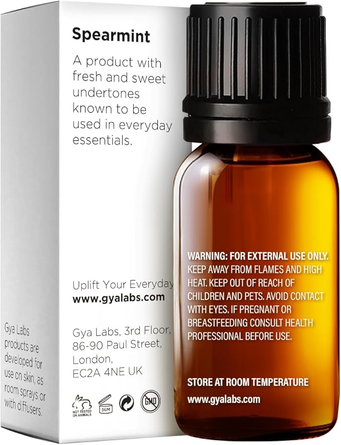 100% Pure Spearmint Essential Oil - 0.34 Fl Oz - Spearmint Oil for Hair, Skin, Diffuser, Aromatherapy & DIY Candle Making Scent