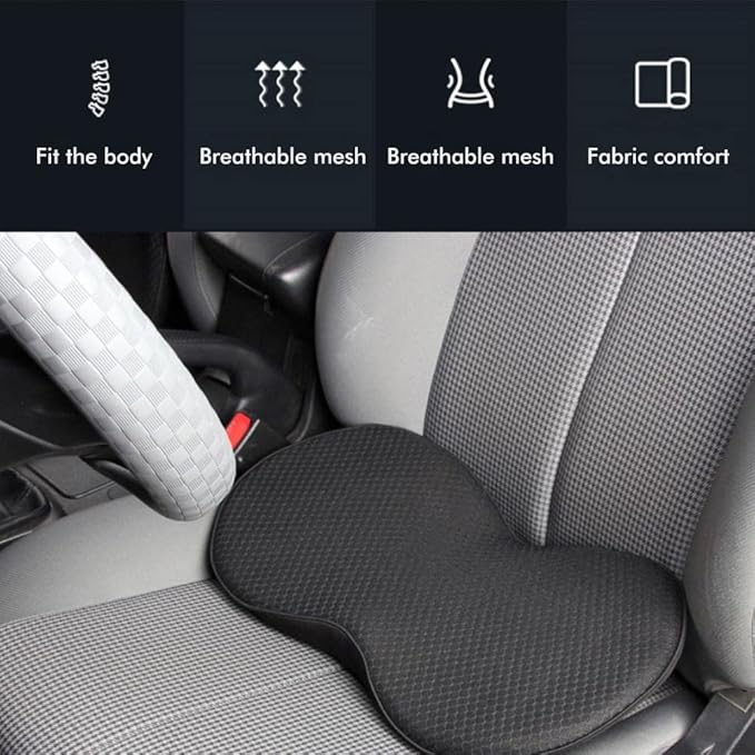 Car Seat Cushion for Driver Thick Memory Foam Car Heightening Seat Cushion Lower Back Pain Relief Back Support Cushion for Car Office Chair