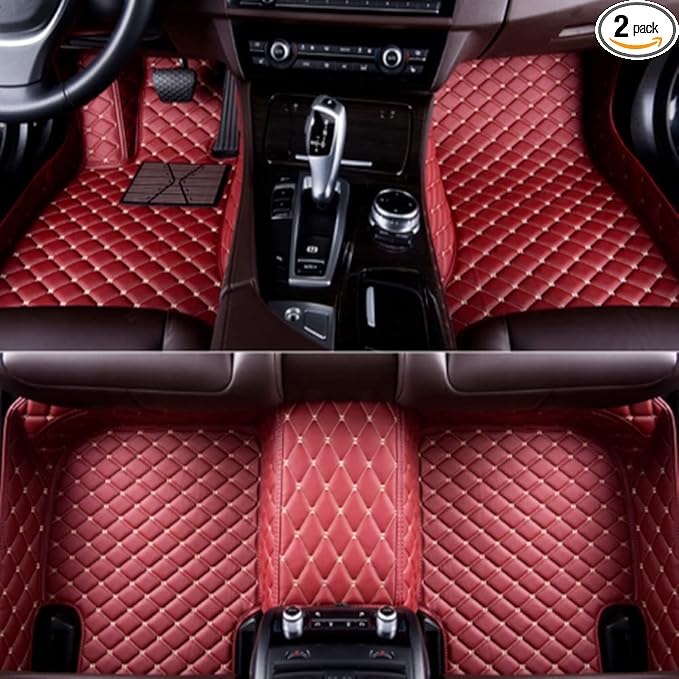 Custom Making Car Floor Mats Compatible with Audi BMW Mercedes-Benz Toyota Lexus Honda Infiniti Nissan Hyundai Kia All Models 2005-2026 (Red Wine)
