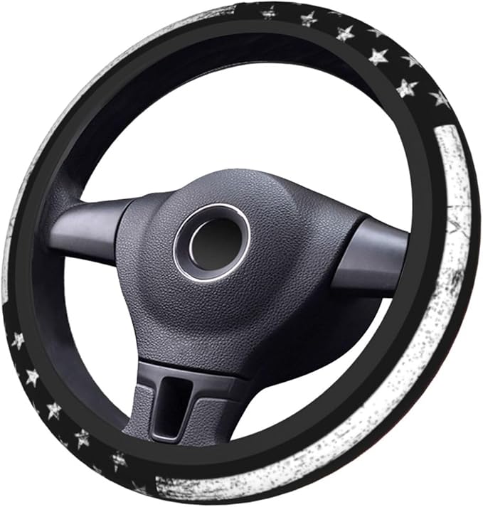 Thin Red Line Steering Wheel Cover Firefighter Steering Wheel Cover Anti-Slip Breathable Universal for 15 Inch Car 2 Pieces Car Coasters Suitable for Men Women