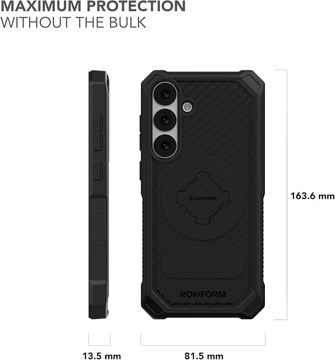 Rokform Rugged Case Compatible with Galaxy S25 Plus, Magnetic Cover with Twist Lock, Drop Tested Armor (Black) | Magnetic Cover, with Twist Lock, Drop Tested Armor