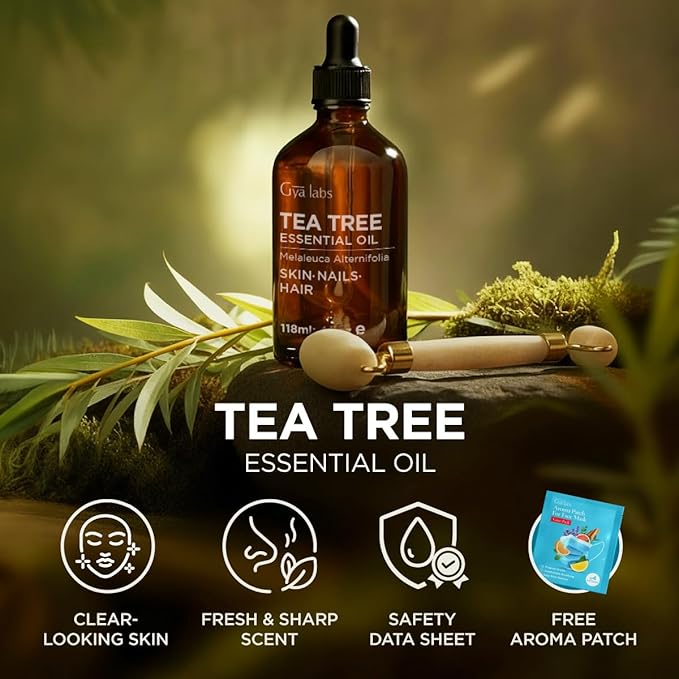 100% Pure Tea Tree Essential Oil - 4 Fl Oz - Tea Tree Oil for Hair, Skin, Diffuser, Aromatherapy & DIY Candle Making Scent