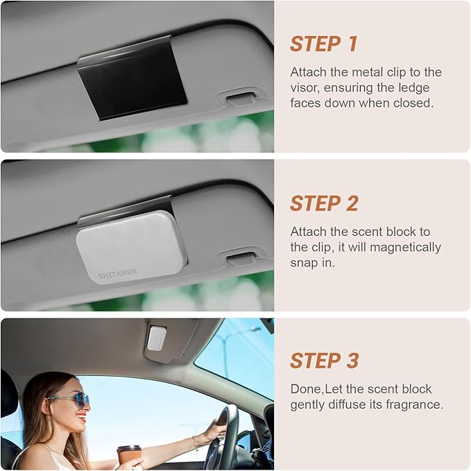 Car Air Freshener, Stone Air Freshener, Automotive Odor Eliminator for Visor Clip- Car Fresheners Long Lasting - CLIP INCLUDED (Pine/Starter Kit)
