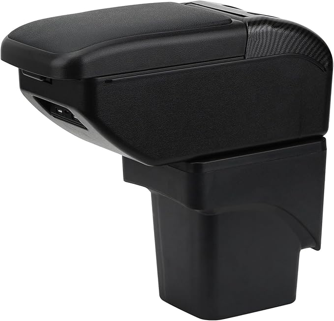 AULPHIKE Compatible with Ford Focus Armrest 2 Mk2 2005-2011 Car Center Console Organizer Armrests Double Layer Storage with USB Ports（Black Style）