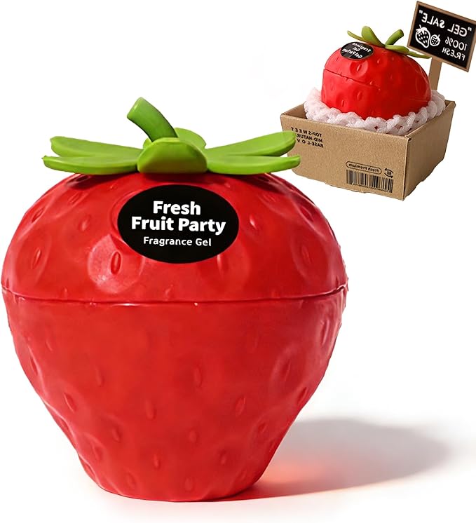 Banami Strawberry Air Freshener Gel, Decorative Odor Eliminator for Home, Car, RV, Bathroom, Pet Areas (Red Strawberry)