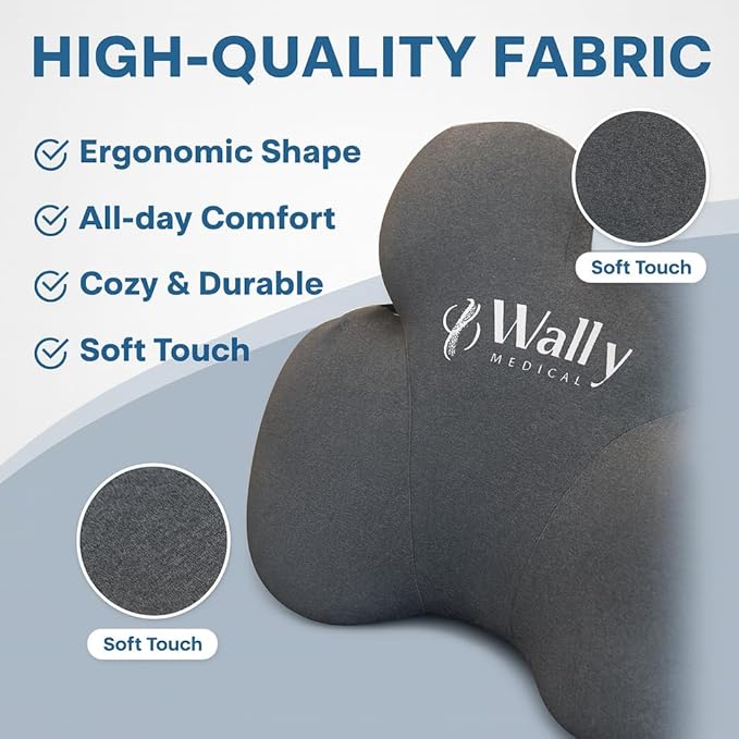 Lumbar Support Pillow for Office Chair & Car – Memory Foam Back Cushion for Lower Back Pain Relief – Ergonomic Posture Support – Washable Cover + Free Massage Roller
