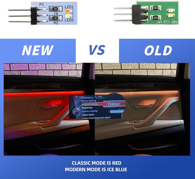 NJSBYL LED Interior Ambient Circuit Board for B-MW M4 X1 3 4 5 Series Sedan Convertible Coupe F10 F30 F31 F32 F33 F34 F36 F48 F82 F83 4PCS Blue-Red Atmosphere Lighting