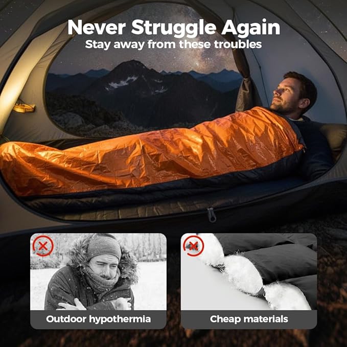 2026 New Blanket, Emergency Sleeping Bag for Survival, Blanket with Emergency Whistle Waterproof, Compact Lightweight, Emergency Mat for Survival Kit Car Camping Gear Hiking Go (Orange*2)