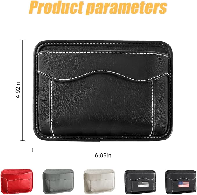 Moly Magnolia Car Seat Side Pocket Organizer, American Flag PU Leather Storage Bag, Pen Phone Holder Tray Pouch Seat Gap Filler, Interior Accessories for Auto Door Window Console (Red)
