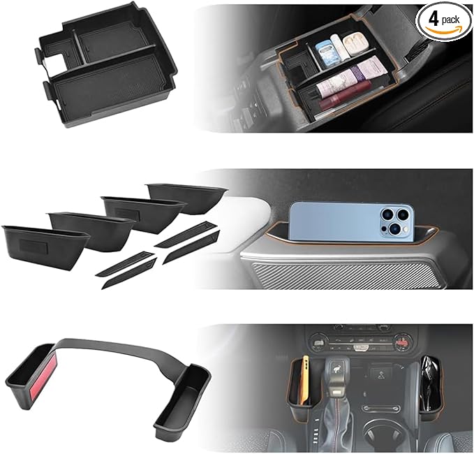 GZSH 3 PCS Trunk Organizers for 2025 Ford Bronco 4 Doors Automatic Transmission ONLY with Center Console Organizer, Door Handle Storage, Gear Shift Organzier (Not for Sport&2Door)