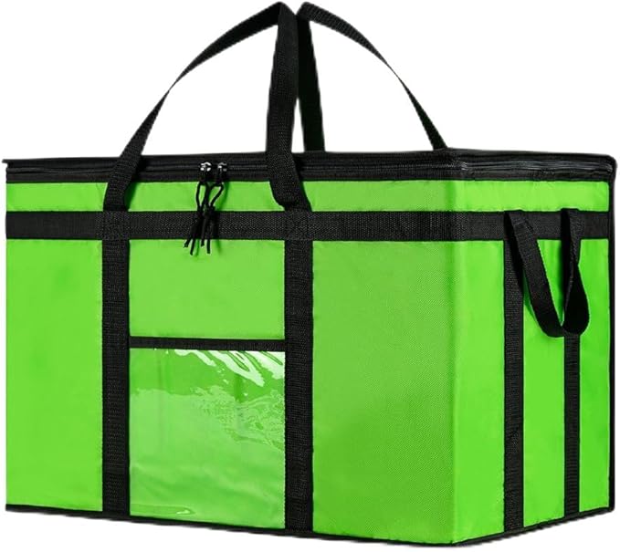 NZ home Insulated Bags for Food Delivery (3XL) Grocery Shopping Cooler Bag, Pizza Delivery, Hot & Cold Catering Tote, Reusable, Foldable & Heavy Duty (Green)