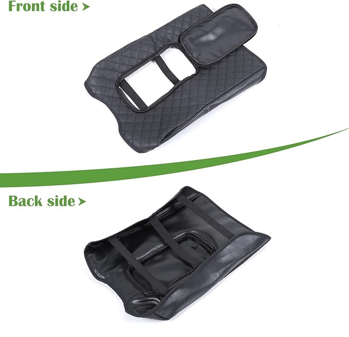 LLKUANG Car Center Console Armrest Cover Pad Fit for Toyota Tundra 2007-2021 Waterproof Leather Seat Armrest Box Cushion Pad Protector (Black-with Zipper)