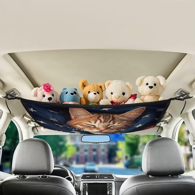 Cat USA Flag Car Roof Storage Bag Car Roof Seat Organizer Multi-Purpose Car Bag Storage Box Organizer Pouch Pocket One Size Car Travel Accessories Suitable for Cars, SUVs