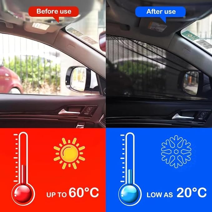 2pcs Car Front Window Sunshade, Breathable Mesh Car Window Screen Streched up to 40", for Night Camping, Privacy Shade