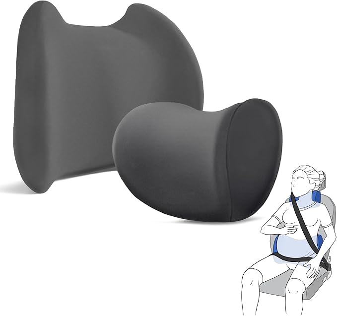 Lumbar & Neck Support Pillow Kit - Gray - Back & Neck Support Pillow for Car & Office Chair - Memory Foam Pillow - Ergonomic Pillow for Neck & Back Pain Relief