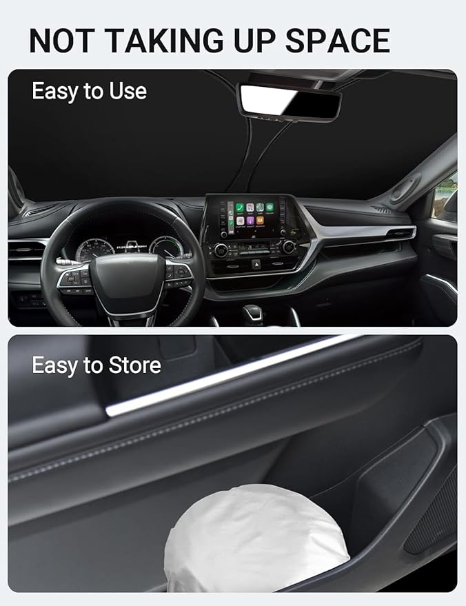 Proadsy for Toyota Highlander 2020-2025 2026 Windshield Sun Shade 4-Layer Foldable Front Sunshade Highlander L LE XLE Limited Platinum Protector Sun Visor Blocks UV Rays Keep Car Cooler