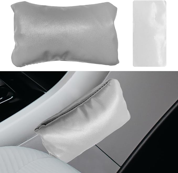 Car Knee Cushion Pad, PU Leather Automotive Center Console Elbow Armrest Pillow, Soft Auto Door Leg Support Pad Protector, Universal Vehicle Interior Comfort Accessories (Gray)