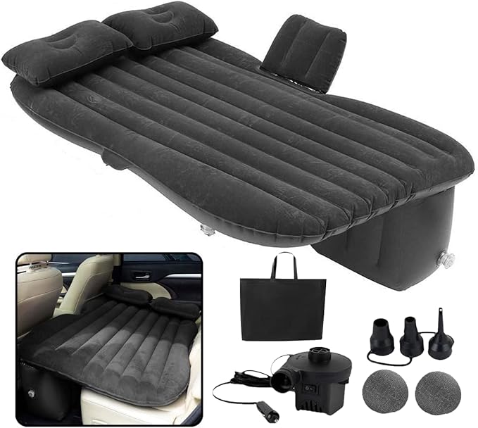 VaygWay Truck and Car Air Mattress – Backseat Air Bed with Pump Kit for Car –Portable Back Seat Travel Mattress – Camping Vacation Blow up Bed Cushion - Sleeping Pad with 2 Pillows - Universal Fit