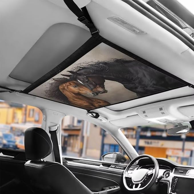 Car Roof Storage Bag Brown Black Horse Car Seat Storage Hanging Bag Multi-Purpose Car Bag Storage Box Organizer Pouch Pocket Inner Car Accessories Compatible with Most Vehicles