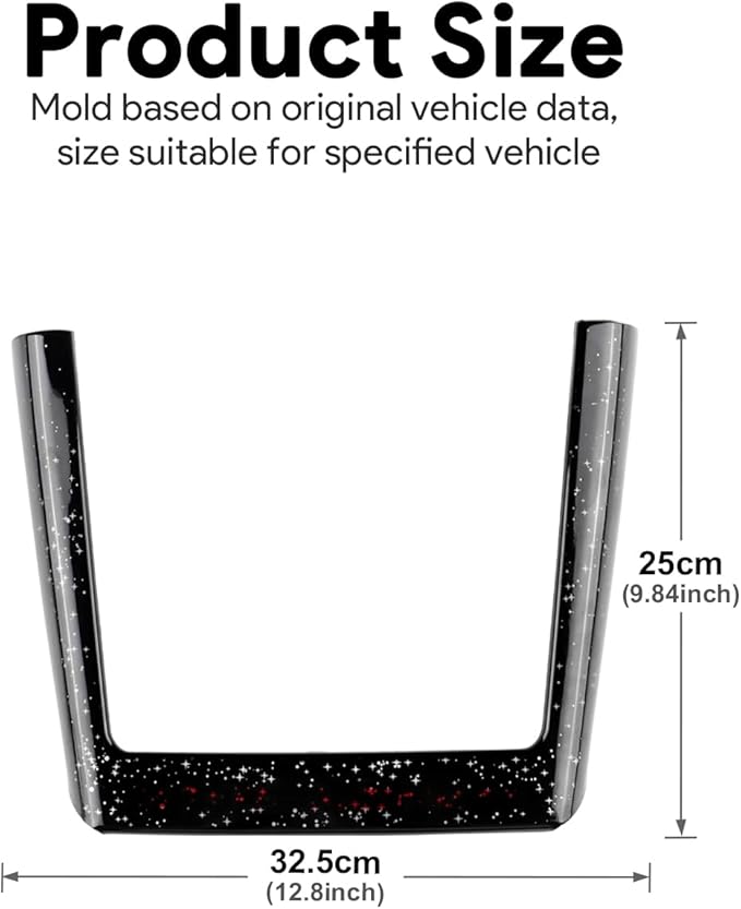 Ambient Lighting Wireless Charging Frame for 2025-2026 Tesla Model Y (Includes Juniper) 2024-2026 Tesla Model 3 PC Stylish Decorative Accessories (Big Starry Sky, Glossy Black)