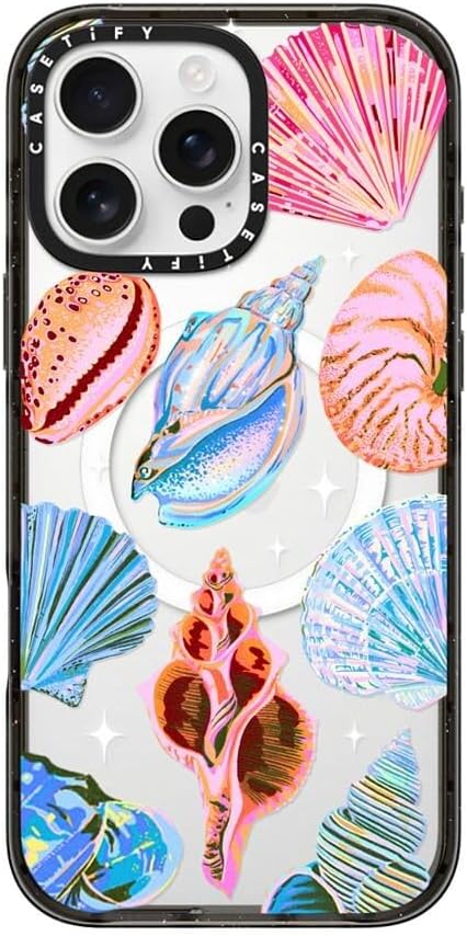 CASETiFY Impact Case for iPhone 16 Pro Max [Slim / 8.2 ft. 4X Military Grade Drop Protection/Compatible with Magsafe] - Seashell - Clear Black
