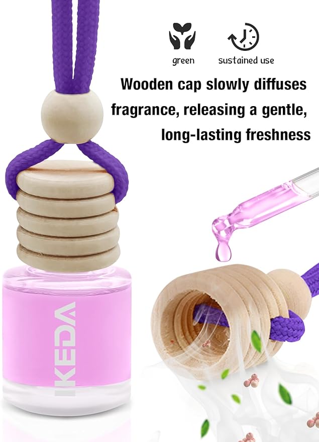 Ikeda Car Air Freshener: Hanging Car Smell Air Freshener | 10ml Hanging Car Perfume | Long Lasting Fragrance | Strong Scents Diffuser for Auto Home (White Peach|Circular)