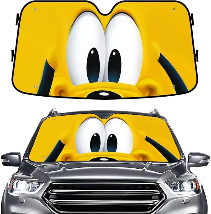 GENANY Yellow Dog Windshield Sun Shade for Car SUV Truck (55x30 Inches), Front Window Visor for Windows, Protector Blocks UV