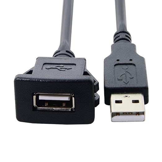 cablecc 1m Waterproof Single USB 2.0 Extension Latch Mount Car AUX Cable for Dashboard Panel