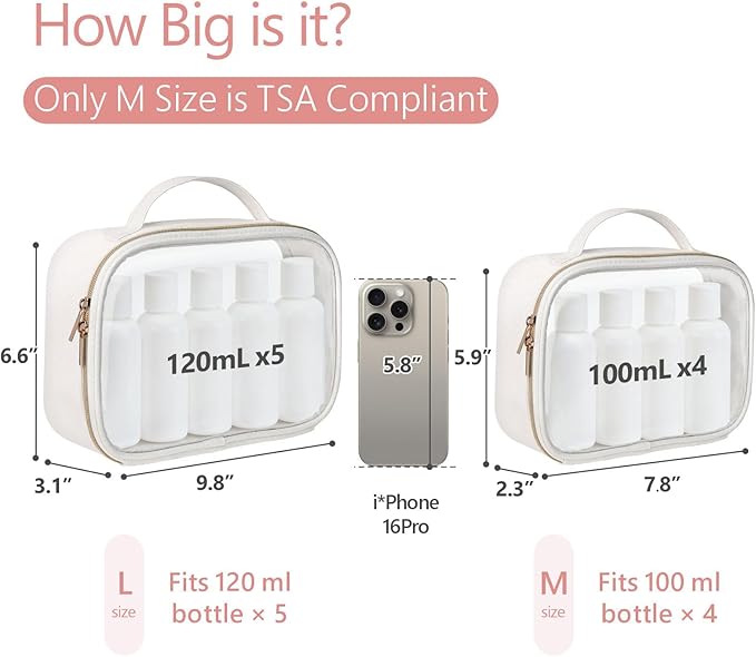 PACKISM Clear Makeup Bag - TSA Approved Toiletry Bag for Carry-on & Checked Luggage, Water Resistant Car Storage Organizer with Reinforced Seams
