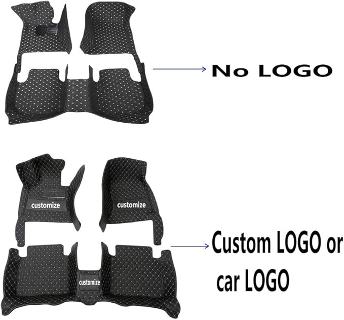 KaiLaiCarCustom Automotive Car Floor Mats for 99.99% Sedan SUV Sports Car Men Women Protection Full Coverage Pads Anti-Slip Leather Floor Lining (Light brown + black beige, C- Diamond double spelling)