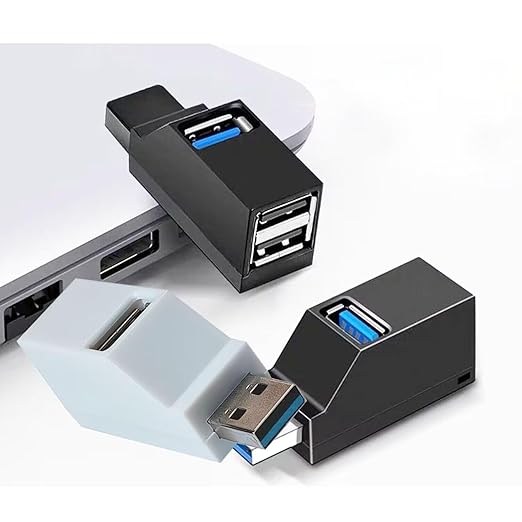 (2 Pack) USB 2.0 Splitter,3-Port USB 3.0 Hub, USB Port Expander Dongle Portable for PC, Laptop and More (White)