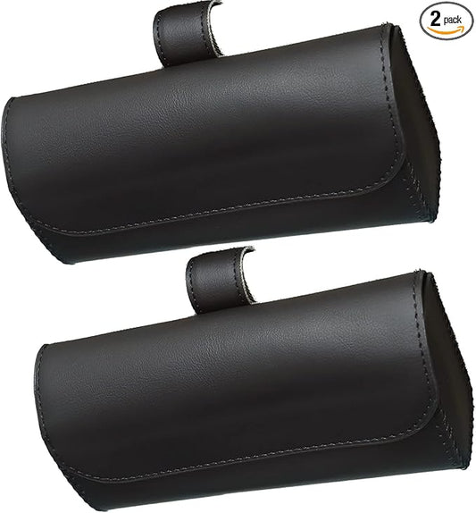 Accmor Glasses Holder for Car Sun Visor, 2 Pack Vehicle Sunglasses Holders Case with Hidden Magnetic Closure, Universal Fit Leather Auto Eyeglasses Organizer Box Eyeglass Hanger Clip Car Accessories