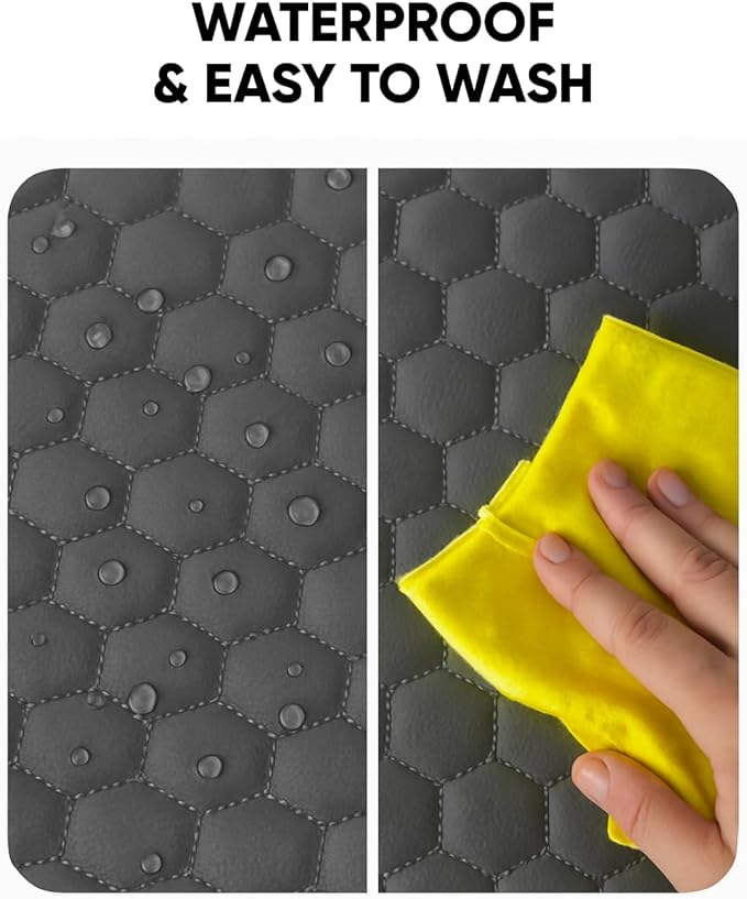 Owleys Set Seat Back Organizer & Car Seat Protector Hexy Waterproof & Non-Slip Protector for Child Car Cushion for Leather and Fabric Seats (Gray Set 2)