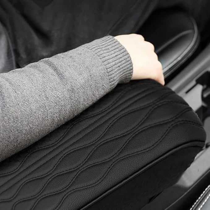 Leather Car Armrest Box Pad, 2025 Upgrade Universal Auto Arm Rest Cushion Memory Cotton Armrest Box Pad, Car Center Console Cover for Most Vehicle, Car Accessories (#2)