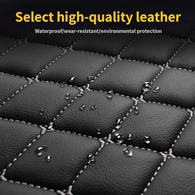Custom Making Car Floor Mats for 90% Car Model Luxury Leather All Weather Waterproof Anti-Skid Full Coverage Liners (Black red)