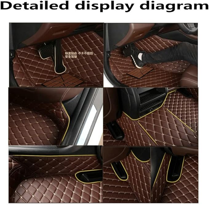 KaiLaiCarCustom Automotive Car Floor Mats for 99.99% Sedan SUV Sports Car Men Women Protection Full Coverage Pads Anti-Slip Leather Floor Lining (Brown Diamond + Black Strip, D- Diamond + Strip)