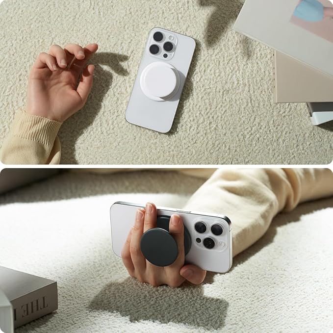 Sinjimoru for MagSafe Phone Grip, Soft Silicone Magnetic Finger Grip for iPhone 17/16/15/14/13, Comfortable One-Touch Holding, M-Tap Tok Lavender