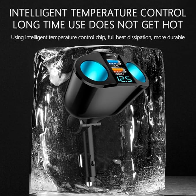 Multi Ports Cigarette Lighter USB Charger,Dual Cigarette Lighter Splitter&QC3.0/PD Super Fast Charging Car Charger Compatible with iPhone 14/13/12/11 Pro Max,Galaxy S23/22/21,iPad,GPS (QC3.0+2.4A+PD)