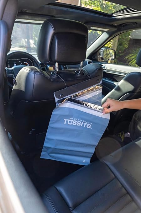 Tossits Recycled Disposable Car Trash Bags – Leakproof, Smell Proof Hanging Garbage Bags for Car, Truck, SUV, RV & Vehicle – Blue, 7 Count Disposable Automotive Trash Bags