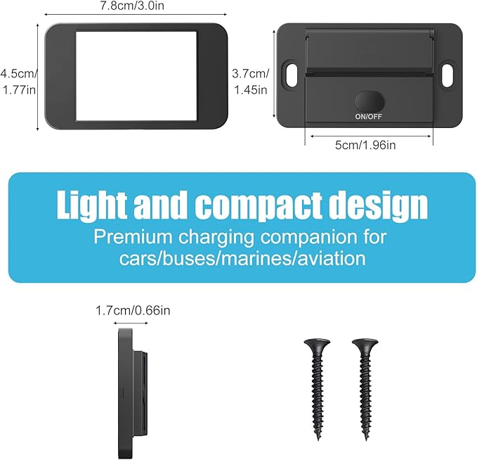 2 Pack 12V USB Outlet Surface Mount Lightweight, Dual USB C 30W and QC 18W Car USB Port 12 Volt USB Cigarette Lighter Replacement Charger Socket Panel with Button Switch for RV Bus Marine Motorcycle