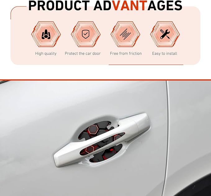 8 PCS Car Door Handle Scratch Protectors, Scratch-Proof Door Cup Protectors, Automotive Door Handle Paint Protective Film, Universal for Most Cars (Style 6)