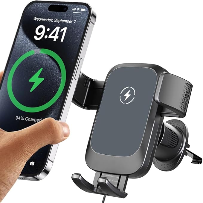 Wireless Car Charger, Auto-Clamping Air Vent Mount Car Phone Holder - 15W/10W/7.5W Fast Charging Compatible with iPhone 17/16/15/14/13/13 Pro/12 Pro Max/12 Pro/12 & Samsung Galaxy, Gift for Men Women