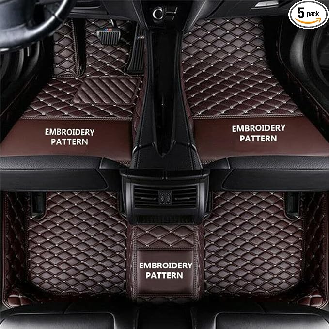 Car Floor Mats for 99% Cars, Trucks and SUVs Full Coverage Pads Protection Non-Slip Leather Floor Liners (Brown)