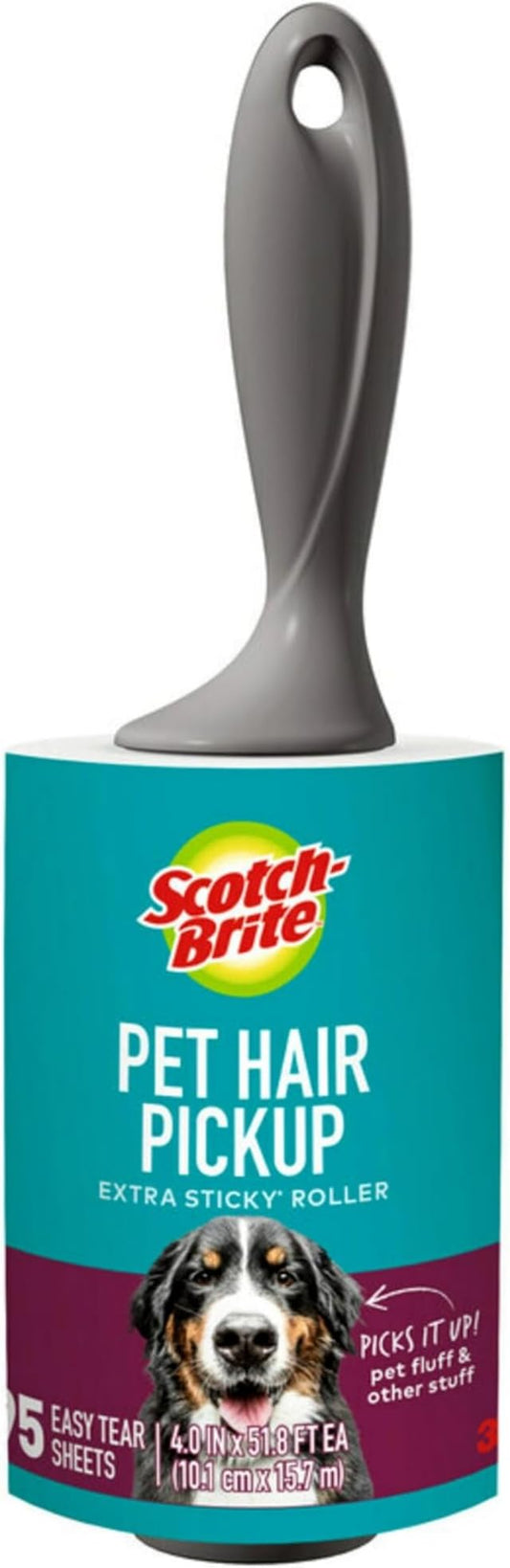 Scotch-Brite Pet Hair Pickup Extra Sticky Lint Roller, Used for Removing Fur on Couches, Clothes, and More, 95 Sheets