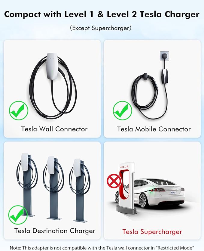 NACS to J1772 Adapter, Max 80Amp 250V J1772 EV Charging Adapter to Tesla Charger, Compatible with Tesla High Power Wall Connector, Home Mobile Chargers, Destination Charger, Suits for SAE J1772 EVs