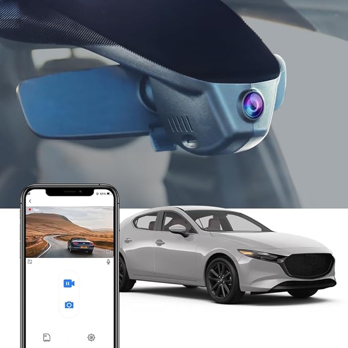 Fitcamx 4K Dash Cam Suitable for Mazda 3 2024-2026 Sedan Hatchback (with Sunroof), OEM Factory Look, UHD 2160P Video, WiFi & APP, Loop Recording, Parking Sensor, Easy to Install, 64GB Card