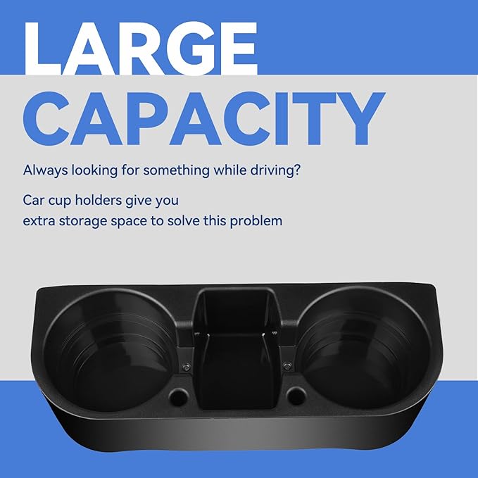 Car Cup HolderSeat Wedge Cup Holder for Car, Seat Gap Filler Cup Organizer Storage Box with Coaster (Black 1Pcs)